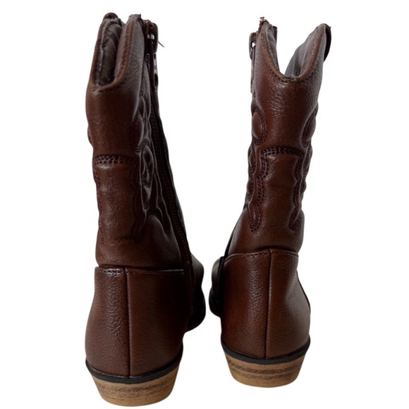 Cat & Jack Kids Brown Faux Leather Embroidered Cowboy Boots Western Toddler Sz 9 - Picture 4 of 9